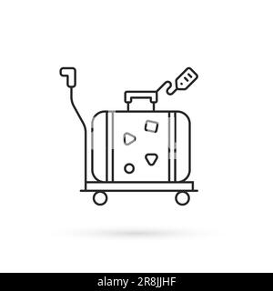 icona nera del trasporto bagagli a linea sottile Illustrazione Vettoriale