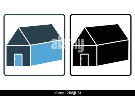 Icona immobiliare. Icona relativa al bene immobile, edificio. Design a icone solido. Semplice disegno vettoriale modificabile Illustrazione Vettoriale