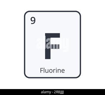 Elemento chimico al fluoro grafico per progetti scientifici. Illustrazione Vettoriale