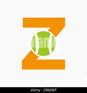 Logo tennis sul concetto lettera Z. Modello vettoriale simbolo logo sportivo tennis Illustrazione Vettoriale