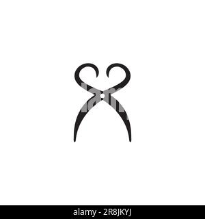 Logo Love per barbiere. Combinazione di forbici e amore Illustrazione Vettoriale