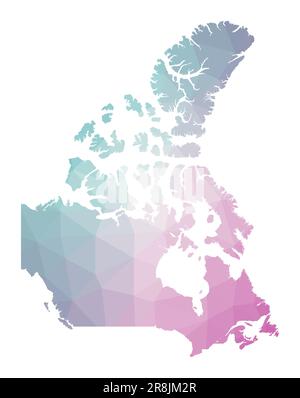 Mappa poligonale del Canada. Illustrazione geometrica del paese in colori smeraldo e ametista. Mappa del Canada in basso stile poli. Illustrazione Vettoriale