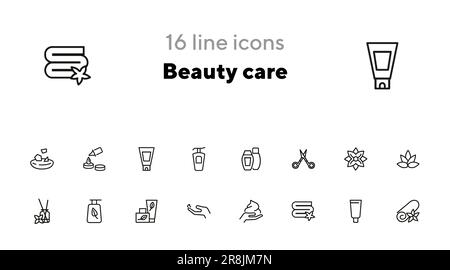 Set di icone linea di bellezza Illustrazione Vettoriale