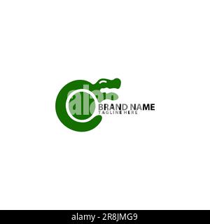 lettera di coccodrillo c logo vettore Illustrazione Vettoriale