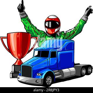 modello vettoriale pilota e camion Illustrazione Vettoriale