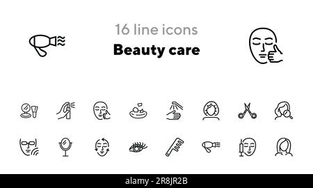 Set di icone linea di bellezza Illustrazione Vettoriale