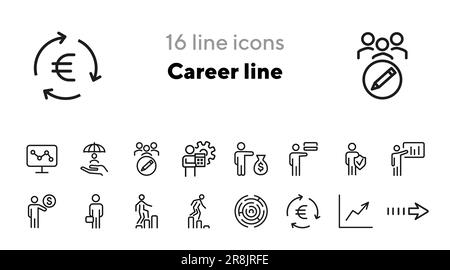 Icone della linea di carriera Illustrazione Vettoriale