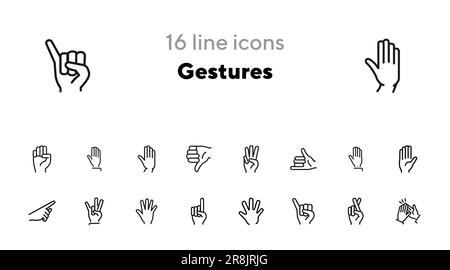 Set di icone della linea dei gesti Illustrazione Vettoriale