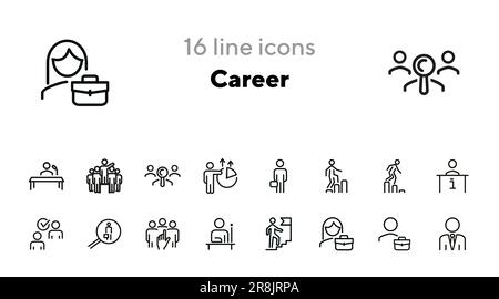 Set di icone della linea di carriera Illustrazione Vettoriale