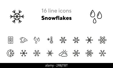 Set di icone linea fiocchi di neve Illustrazione Vettoriale