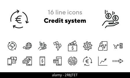Icone del sistema di credito Illustrazione Vettoriale