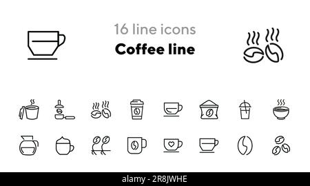 Caffè icone di linea Illustrazione Vettoriale
