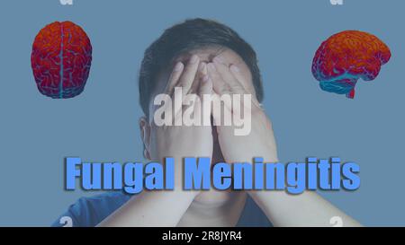 Sfondo di meningite fungina, sintomi di meningite, meningite batterica Foto Stock