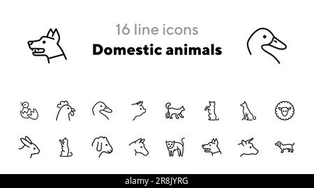 Animali domestici icone Illustrazione Vettoriale