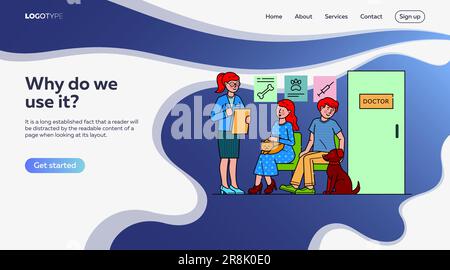 Persone con animali domestici in attesa di medico in coda Illustrazione Vettoriale