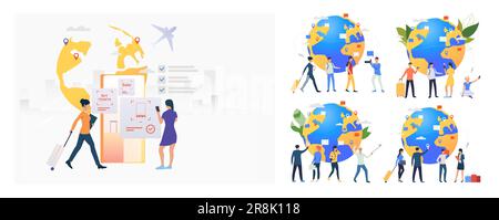Turisti e passeggeri set Illustrazione Vettoriale