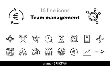 Icone di gestione del team Illustrazione Vettoriale