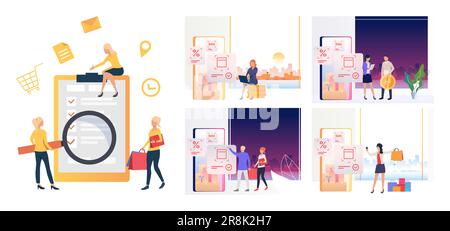 Set di vendita per il negozio online Illustrazione Vettoriale