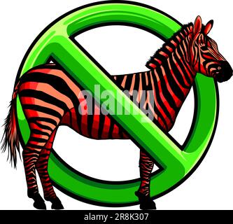Zebra proibita a strisce bianche e nere. Illustrazione vettoriale Illustrazione Vettoriale