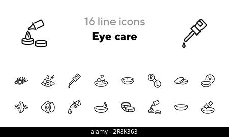 Set di icone per la cura degli occhi Illustrazione Vettoriale