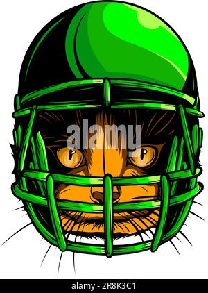 gatto con casco americano footbal giocatore vettore Illustrazione Vettoriale