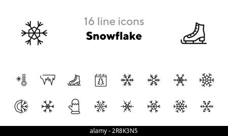Set di icone linea fiocco di neve Illustrazione Vettoriale