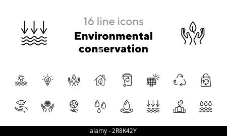 Icone di conservazione ambientale Illustrazione Vettoriale