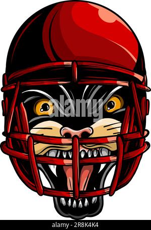 Panther con logo casco mascotte. illustrazione vettoriale su sfondo bianco. disegno a mano digitale Illustrazione Vettoriale