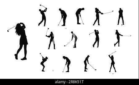 Silhouette dei giocatori di golf Illustrazione Vettoriale