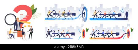 Set di lavoro di squadra efficace Illustrazione Vettoriale