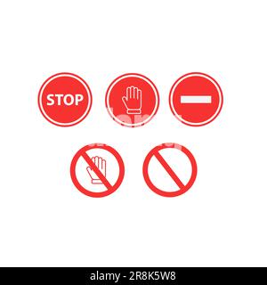 Segnale di stop, nessun segnale, cerchio rosso incrociato, segnale di divieto rosso Illustrazione Vettoriale