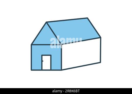 Icona immobiliare. Icona relativa al bene immobile, edificio. Design a icone a linea piatta. Semplice disegno vettoriale modificabile Illustrazione Vettoriale