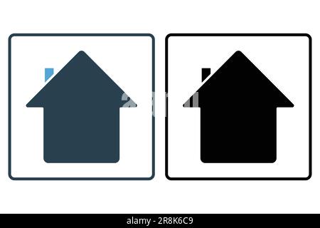 icona home minimale. Icona relativa alla home page, edificio. Design a icone solido. Semplice disegno vettoriale modificabile Illustrazione Vettoriale
