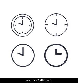 Orologio semplice, icona dell'orologio isolata su sfondo bianco Illustrazione Vettoriale