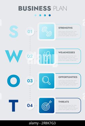 Modello aziendale per la presentazione. Visualizzazione infografica dei dati aziendali. Grafico del processo con elementi di grafico, diagramma, fasi, opzioni, processo. V Foto Stock