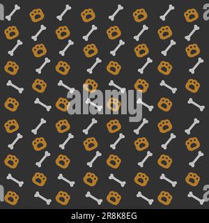 Sfondo con zampa del cane stampa e osso Illustrazione Vettoriale