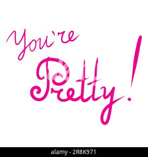 Siete vettore isolato di scrittura della parola rosa grazioso. Illustrazione Vettoriale