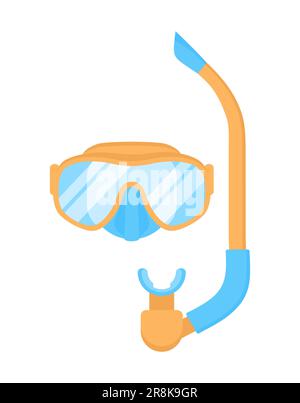 Maschera subacquea e snorkeling isolati su uno sfondo bianco. Illustrazione vettoriale in stile piatto Illustrazione Vettoriale