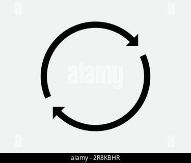 Icona freccia circolare. Ripetizione ciclo di aggiornamento ciclo ciclo circolare processo di ripristino rotazione simbolo del segno bianco nero illustrazione grafico Clipart grafico vettore EPS Illustrazione Vettoriale