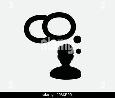 Icona del pensiero dell'uomo. Giorno della bolla di pensiero sogno processo di pensare Brainstorm mente. Simbolo del segno bianco nero Illustrazione Illustrazione grafico Clipart vettore EPS Illustrazione Vettoriale