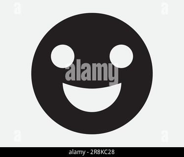 Icona sorriso viso. Espressione facciale Smiley Happy Emoticon Emoticon cheerful Joy Black White Sign Symbol Illustrazione Illustrazione Graphic Clipart EPS Vector Illustrazione Vettoriale