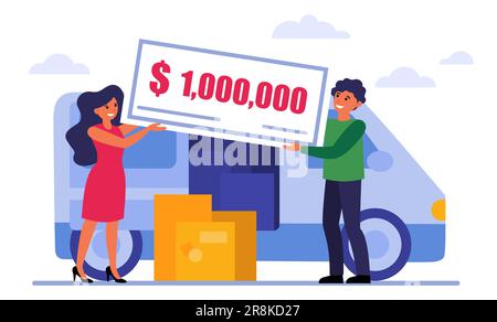Felice coppia vincendo il premio in denaro Illustrazione Vettoriale