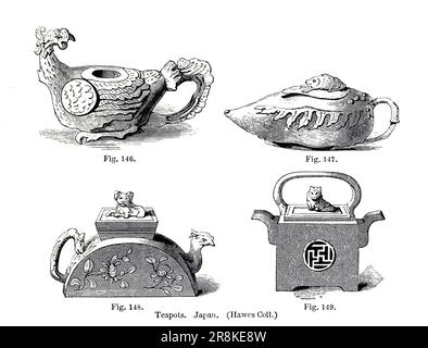 Tea Pots giapponese dal libro " Una storia di ceramica e porcellana, medievale e moderno " di Joseph Marryat, pubblicato a Londra da John Murray, Albemarle Street nel 1857 Foto Stock