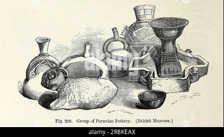 Peruvian Pottery, Perù dal libro ' Una storia di ceramica e porcellana, medievale e moderno ' di Joseph Marryat, pubblicato a Londra da John Murray, Albemarle Street nel 1857 Foto Stock