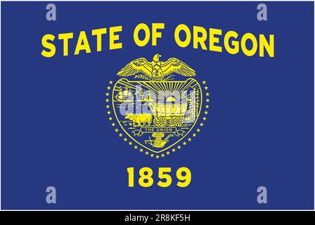 Vettore Oregon o flag di stato corretto e preciso isolato su sfondo bianco Illustrazione Vettoriale