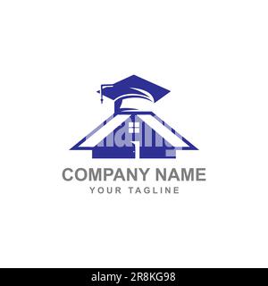 College, Graduate cap, Campus, Education logo design e house building logo.EPS 10 Illustrazione Vettoriale