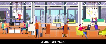 Professionisti che lavorano a progetti in uffici moderni Illustrazione Vettoriale