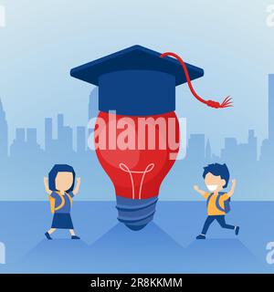 Vettore di studenti felici ragazzo e ragazza che raggiungono buoni gradi di prova scolastica Illustrazione Vettoriale