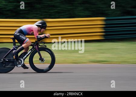 Darlington, Regno Unito. 21st giugno, 2023. Foto di Zac Williams/SWpix.com- 21/06/2023 - Ciclismo - 2023 Campionato britannico di strada Nazionale - Croft Circuit, Darlington, Inghilterra - Elite Women's Time Trial Credit: SWpix/Alamy Live News Foto Stock