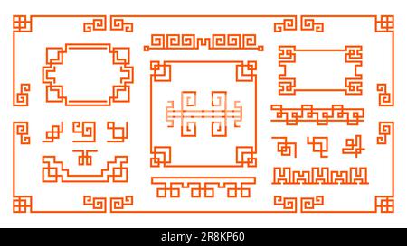 Set di cornici decorative asiatiche Illustrazione Vettoriale